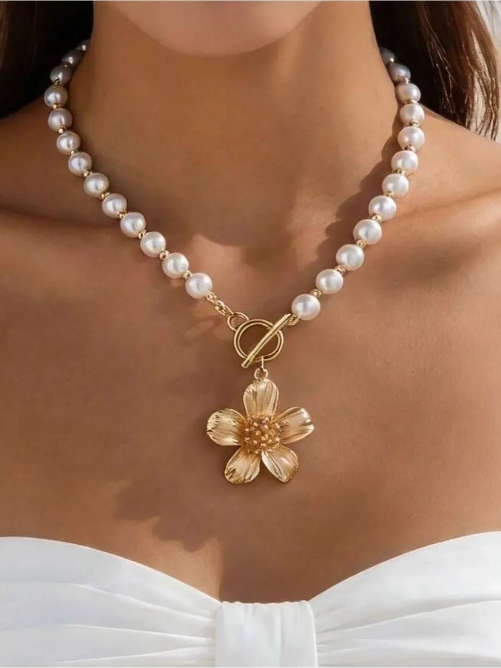 Elegant flower pearl Necklace N1485